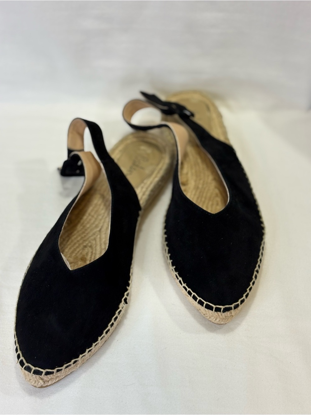BODEN Black Suede Espadrille Slingback Flats SZ 41 = SZ 10 EUC $98